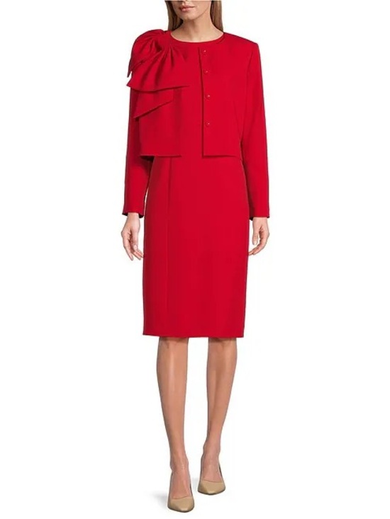 Preston & York Dresses & Skirts - Preston & York Crepe Oversized Bow Snap Front Jacket and Dress Sz 16 NWT